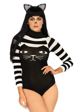 Load image into Gallery viewer, Striped Cat Costume Bodysuit. Cat Face Teddy for Halloween
