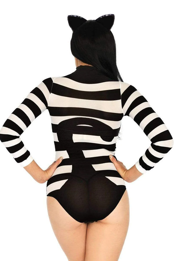 Striped Cat Costume Bodysuit. Cat Face Teddy for Halloween