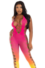 Load image into Gallery viewer, Seamless ombre faux lace up footless bodystocking
