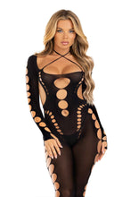 Load image into Gallery viewer, Seamless opaque cut-out footless bodystocking
