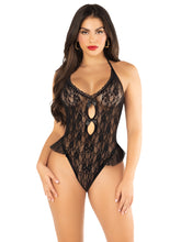 Load image into Gallery viewer, New Romance Lace Teddy, Lace Bodysuit with Flutter Ruffle Accents
