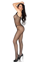 Load image into Gallery viewer, Scalloped Trimmed Crotchless Fishnet Lingerie Jumpsuit
