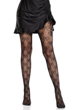 Load image into Gallery viewer, Bow Babe Net Tights – Micro Fishnet Stockings with Woven Bow Design
