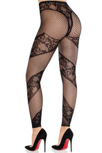 Load image into Gallery viewer, Azura Lace &amp; Fishnet Footless Tights
