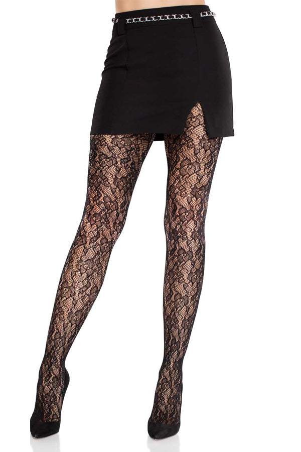 Camellia Lace Tights – Floral Patterned Pantyhose for Elegant, Romantic Looks