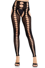 Load image into Gallery viewer, Bex Cut-Out Suspender Tights – Crotchless Fishnet Stockings with Bold Edgy Cutouts
