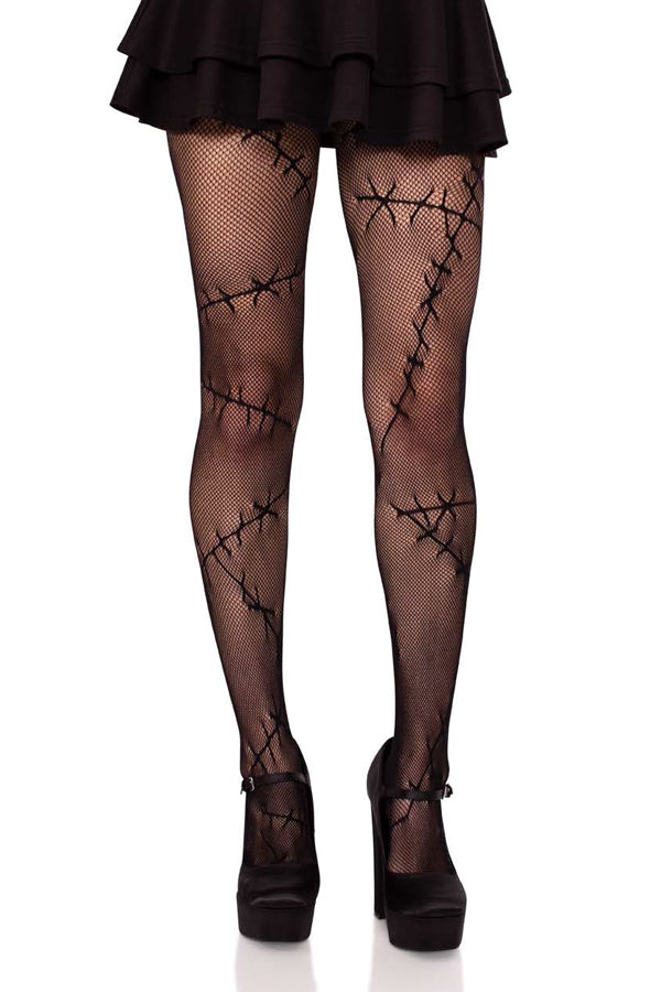 Stitched Up Net Tights – Edgy, Unexpected, and Totally Unapologetic