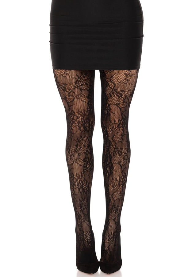 Garden Rose Lace Tights,  Floral Lace Pantyhose