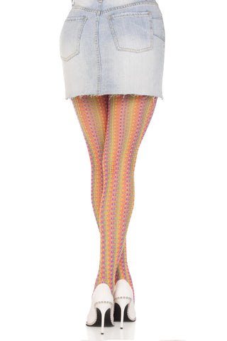 Acadia Rainbow Net Tights, Crochet Net Rainbow Pantyhose