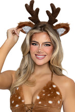 Load image into Gallery viewer, Furry Fawn Horn Headband for Women, Deer Costume Accessory with Plush Faux Fur Ears, Dimensional Antlers &amp; Woodland-Inspired Design
