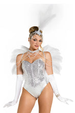 Load image into Gallery viewer, Showgirl Costume Kit for Women, 3-Piece Vegas-Inspired Accessory Set with Bendable Faux Ostrich Feather Wings, Beaded Neck Piece &amp; Headpiece
