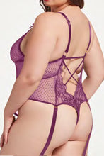 Load image into Gallery viewer, Lace and Dot Mesh High Cut Leg Teddy
