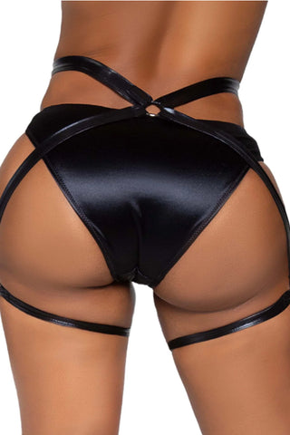 Money Maker Wet Look Garter Butt Harness