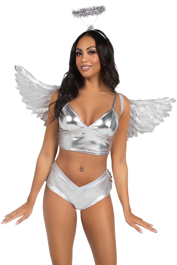 Metallic Angel Kit, Feather Angel Wings with Tinsel Halo Headband