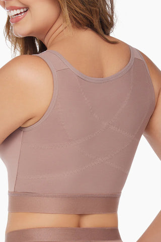 High Support Compression Bra, Front Closure Wire-Free Bra with Wide Adjustable Padded Straps