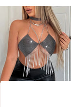 Load image into Gallery viewer, Shiny Sequins Backless Top with Tassel Chain
