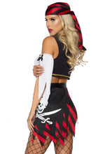 Load image into Gallery viewer, Wicked Wench Pirate Costume, Crop Peasant Top with Cheeky Shorts
