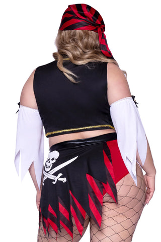 Wicked Wench Pirate Costume, Crop Peasant Top with Cheeky Shorts