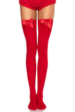 Load image into Gallery viewer, Kay Satin Bow Thigh Highs
