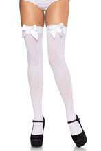 Load image into Gallery viewer, Kay Satin Bow Thigh Highs
