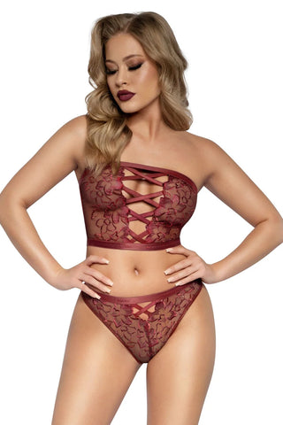 Ruby Floral Criss Cross Top and Panty Set