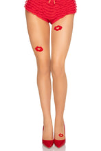 Load image into Gallery viewer, Bisou Sheer Kiss Tights, Sheer Spandex Pantyhose with Embroidered Lips
