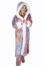 Load image into Gallery viewer, Faux Fur Colorful Long Jacket with Hood
