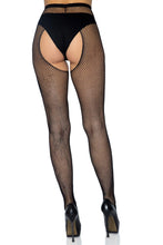 Load image into Gallery viewer, Ginny Fishnet Crotchless Pantyhose for Women – Sexy Lingerie Tights with Reinforced Crotch Cutout, Stretchy High-Quality Hosiery for Bedroom or Night Out
