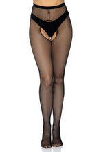 Load image into Gallery viewer, Ginny Fishnet Crotchless Pantyhose for Women – Sexy Lingerie Tights with Reinforced Crotch Cutout, Stretchy High-Quality Hosiery for Bedroom or Night Out
