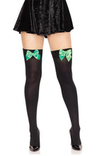 Load image into Gallery viewer, Kay Satin Bow Thigh Highs

