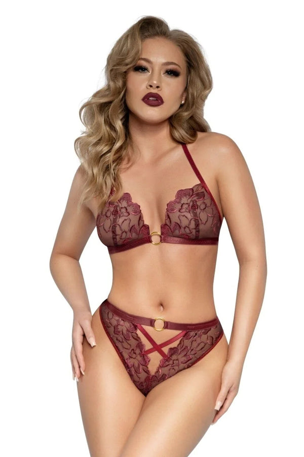 Merlot Floral 2 Pc Bra and Panty Set