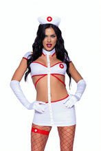 Load image into Gallery viewer, Heartstopping Nurse Costume, Strappy Cut-out Dress with Snap detail
