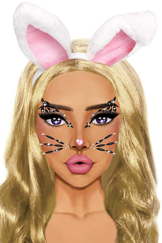 Animal Adhesive Face Jewels Sticker – Rhinestone Face & Body Gems for Kitty Costumes, Halloween, and Dress-Up