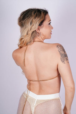 Gold Shell Rhinestone Bra Top