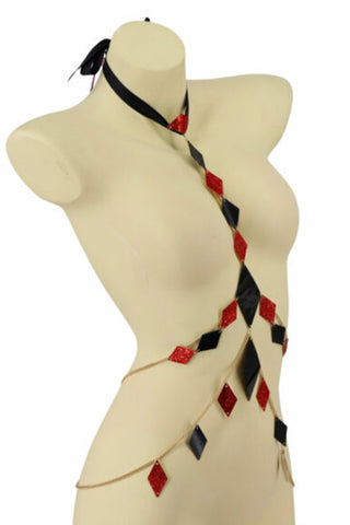 Black And Red Diamond Body Chain