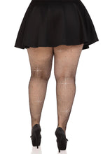 Load image into Gallery viewer, Colby Rhinestone Fishnet Plus Size Tights
