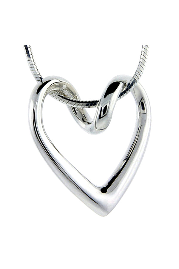 Flawless Sterling Silver Floating Heart Necklace