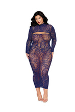 Load image into Gallery viewer, Seamless Floral Bodystocking Gown with Matching Shrug
