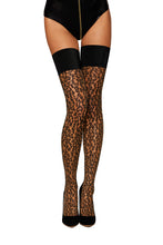 Load image into Gallery viewer, Two-Tone Knitted Leopard Pattern Thigh High Stockings
