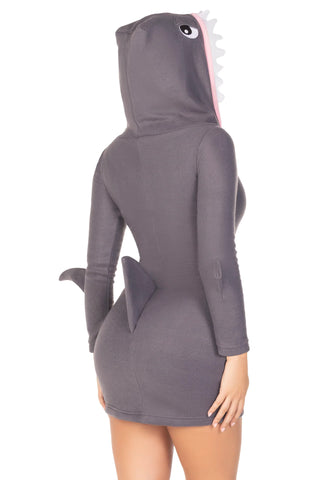Cozy Shark Costume, Zipper Front Fleece Dress