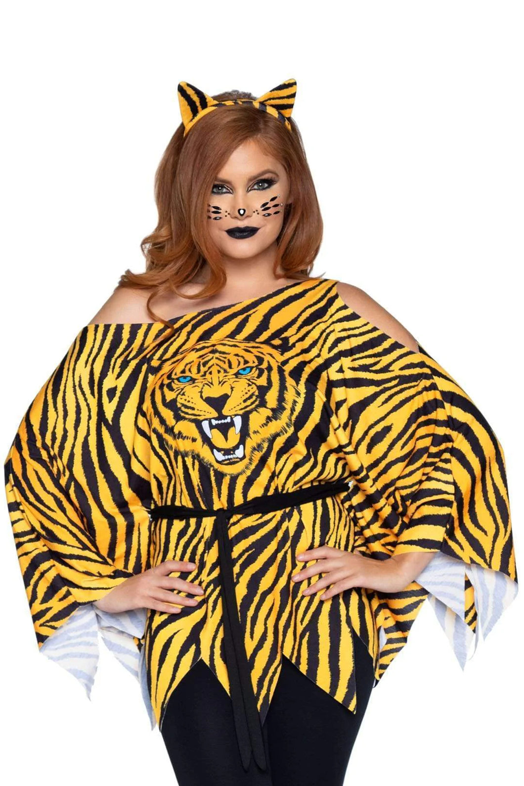 Tiger Costume Poncho Set,  Bold Tiger Print Poncho