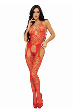 Load image into Gallery viewer, Sweet Heart suspender bodystocking, Heart Net Cami Halter Lingerie
