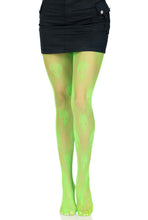 Load image into Gallery viewer, Vivid Neon Alien Net Tights with Fun Alien Head Pattern
