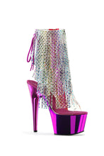 Load image into Gallery viewer, Stiletto Heel Ankle Boot with Chrome Platform and Rhinestone Fringe
