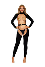 Load image into Gallery viewer, Seamless Opaque Catsuit Bodystocking with Belt, Lingerie with Open Front and Back Design
