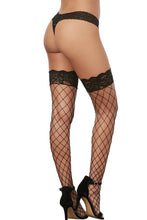 Load image into Gallery viewer, Fence Net Thigh High Stockings with Silicone Lace Top
