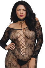 Load image into Gallery viewer, Lace patterned knit garter dress lace up stockings
