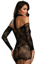 Load image into Gallery viewer, Lace patterned knit garter dress lace up stockings
