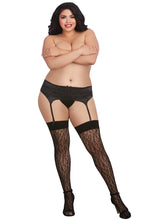 Load image into Gallery viewer, Fishnet Thigh High Stockings with Knitted Design
