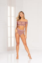 Load image into Gallery viewer, Two piece bandeau set,  Dot mesh off the shoulder bandeau and panty
